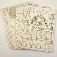 Gistuch Holz-Ramadan-Adventskalender 2022 Eid Mubarak mit Schubladen, 30 Tage Countdown-Dekorationen