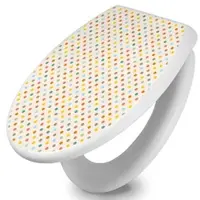 Banjado Toilettendeckel Mit Absenkautomatik WC-Sitz Soft Close Weiß Hygienischer Duroplast Leichte Montage Mit Motiv Bunte Punkte