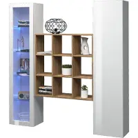 Freiraum Wohnwand >Benevent< (3-teilig) in Weiß Hochglanz - 170x180x30 (BxHxT)