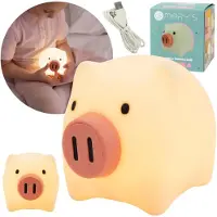 Sarcia.eu Mary's Silikon-LED-Nachtlicht Schweinchen, Lampe fürs Kinderzimmer, USB-betrieben