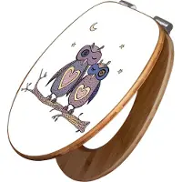Banjado Design WC Sitz Bambus Absenkautomatik - Verliebte Eulen - Toilettendeckel mit Absenkautomatik Holz/hochwertiger Bambus Klodeckel/WC-Sitz für alle gängigen Toiletten [TDB2 10757]