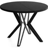 WFL GROUP Runder Tisch für das Esszimmer - 100 oder 120 cm Durchmesser - Ausziehbarer Tisch mit Pulverbeschichteten Schwarzen Metallbeinen - Industriestil - 100 cm - Schwarz