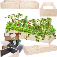 MODO24 Hochbeet Holz, Pflanzkasten, Massivholz, Kiefer, Kräuterbeet, Blumenkasten, Garten, Terrasse, 27x163x80 cm, Natur, ZP06