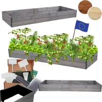 MODO24 Hochbeet Holz, Pflanzkasten, Massivholz, Kiefer, Kräuterbeet, Blumenkasten, Garten, Terrasse, 18x237x90 cm, Grau, ZP06