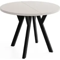 WFL GROUP Runder Ausziehbarer Esstisch im Loft-Stil – Verlängerbarer Tisch mit Schwarzen Holzbeinen – Platzsparender Esstisch für Wohnzimmer – Kaschmir – 90 bis 190 cm