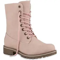 Van Hill Schnürstiefeletten Damen Warm Gefütterte Stiefeletten Stiefel 813135, Farbe: Rosa, Größe: 36