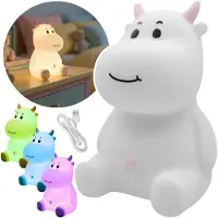 Sarcia.eu Mary’s LED Silikon-Nachtlicht Kuh fürs Kinderzimmer, Einschlaflampe für Kinder, USB-aufladbar, Warmweiß & RGB