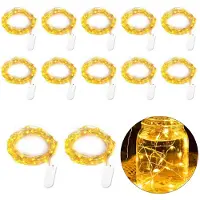 Slyrun 12pcs Lichterkette,20 LED Lichterkette Batterie,2m,warmweißes Licht,wasserdicht,geeignet für Partys,Hochzeiten und Weihnachtsdekorationen