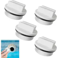 Slyrun 4-tlg Pool Jet Dichtung & Rücklaufstopfen, Bodenabfluss Abdeckung 1,5", Frostschutz Winter Plug Kit