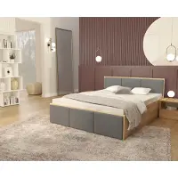 Roe furniture Bett mit Lattenrost Jugendbett Doppelbett eiche-grau 120 / 140 / 160 / 180 cm, Matratze:mit Matratze, Breite:140x200 cm