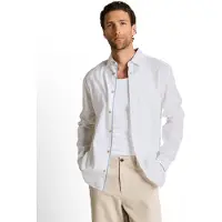 Tom Tailor Langarmhemd , Herren, Gr. XXL, N-Gr, weiß, Web, Obermaterial: 55% Leinen, 45% Baumwolle, unifarben, normal hüftbedeckend, Rundhals, Hemden Langarmhemd, mit Leinen