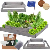 MODO24 Hochbeet Holz, Pflanzkasten, Massivholz, Kiefer, Kräuterbeet, Blumenkasten, Garten, Terrasse, 18x90x80 cm, Grau, ZP09