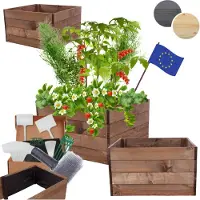 MODO24 Hochbeet Holz, Pflanzkasten, Massivholz, Kiefer, Kräuterbeet, Blumenkasten, Garten, Terrasse, 36x93x90 cm, Braun, ZP06