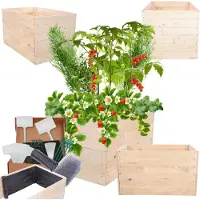 MODO24 Hochbeet Holz, Pflanzkasten, Massivholz, Kiefer, Kräuterbeet, Blumenkasten, Garten, Terrasse, 54x103x60 cm, Natur, ZP06