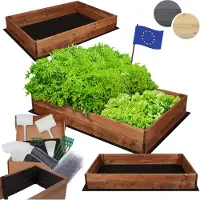 MODO24 Hochbeet Holz, Pflanzkasten, Massivholz, Kiefer, Kräuterbeet, Blumenkasten, Garten, Terrasse, 18x120x90 cm, Braun, ZP06