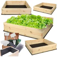 MODO24 Hochbeet Holz, Pflanzkasten, Massivholz, Kiefer, Kräuterbeet, Blumenkasten, Garten, Terrasse, 27x93x90 cm, Natur, ZP06