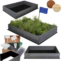 MODO24 Hochbeet Holz, Pflanzkasten, Massivholz, Kiefer, Kräuterbeet, Blumenkasten, Garten, Terrasse, 18x103x90 cm, Grau, ZP06