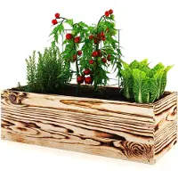 Lermowood Lermowoood Hochbeet aus Holz 120x118x30 cm Geflammt – Pflanzkasten für Gemüse & Kräuter – Aussenbereich ideal für Garten, Balkon & Terrasse