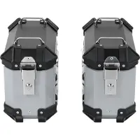 Gistuch Motorrad-Seitenkoffer aus Aluminiumlegierung, 18 l, Hartschale mit Stützgestell, Verriegelungsgriff, Satteltaschenbox für Helmgepäck, Silber