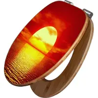 Banjado Design WC Sitz Bambus Absenkautomatik -Sonnenuntergang - Toilettendeckel mit Absenkautomatik Holz/hochwertiger Bambus Klodeckel/WC-Sitz für alle gängigen Toiletten [TDB2 10023]