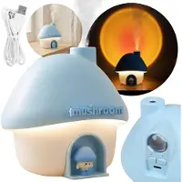Sarcia.eu Mary's Luftbefeuchter mit LED-Lampe und Projektor, blaues Pilz-Design, RGB-Licht, USB