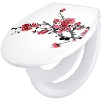 Banjado Familien WC Sitz Mit Absenkautomatik Universeller Klodeckel Mit Kindersitz Hochwertiges Polypropylen Mit Motiv Japanische Blüten 2