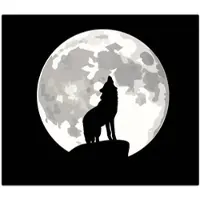 Banjado Herdabdeckplatte Glas 1 Teilig 60x52CM Schneidebrett Herdabdeckung Mit Motiv Heulender Wolf Sw