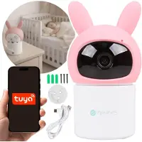 Sarcia.eu Mary's drehbares Babyphone, Kinderkamera im Kaninchen-Design, WiFi, TUYA-App, Bewegungserkennung, USB-aufladbar