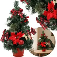 Sarcia.eu KLEIN künstlicher Weihnachtsbaum, rot mit einem Stern von Bethlehem im Topf, GESCHMÜCKT 40 cm