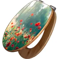 Banjado Design WC Sitz Bambus Absenkautomatik -Waldmohn - Toilettendeckel mit Absenkautomatik Holz/hochwertiger Bambus Klodeckel/WC-Sitz für alle gängigen Toiletten [TDB2 12779]