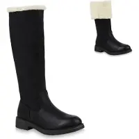 Van Hill Damen Winterstiefel Warm Gefütterte Stiefel Winter Boots Kunstpelz 820371, Farbe: Schwarz, Größe: 41