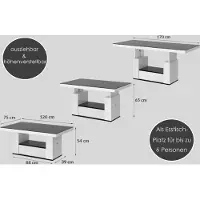 Designimpex Design Couchtisch Tisch HM-111 Hochglanz Schublade höhenverstellbar ausziehbar Esstisch
