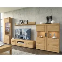 Freiraum Wohnwand >Cortina< (4-teilig) in Grandson Eiche Nachbildung - 317x195x41 (BxHxT)