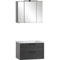 Freiraum Badezimmer-Set >Lyon< (2-tlg.) in matt-grau, Graphit - 80x195x47cm (BxHxT)