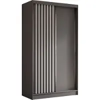 ALTDECOR Kleiderschrank mit furnierten Schiebetüren, kugelgelagerte Führungsschienen und Aluminium-Leisten - LABELO - 120 cm - Grau / Weiß