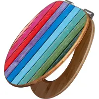 Banjado Design WC Sitz Bambus Absenkautomatik -Regenbogenfarben - Toilettendeckel mit Absenkautomatik Holz/hochwertiger Bambus Klodeckel/WC-Sitz für alle gängigen Toiletten [TDB2 12175]