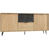 Petits-meubles Buffet Luka mit 2 Schubladen und 2 Türen, Holzoptik und Schwarz, 180cm