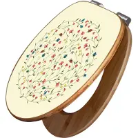 Banjado Design WC Sitz Bambus Absenkautomatik -Blumenreigen - Toilettendeckel mit Absenkautomatik Holz/hochwertiger Bambus Klodeckel/WC-Sitz für alle gängigen Toiletten [TDB2 10755]
