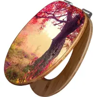 Banjado Design WC Sitz Bambus Absenkautomatik -Lichtung Im Herbst - Toilettendeckel mit Absenkautomatik Holz/hochwertiger Bambus Klodeckel/WC-Sitz für alle gängigen Toiletten [TDB2 11177]