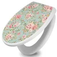 Banjado Toilettendeckel Mit Absenkautomatik WC-Sitz Soft Close Weiß Hygienischer Duroplast Leichte Montage Mit Motiv Altrosa Blume