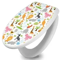 Banjado Toilettendeckel Mit Absenkautomatik WC-Sitz Soft Close Weiß Hygienischer Duroplast Leichte Montage Mit Motiv Fröhliche Tiere