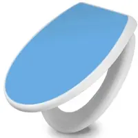 Banjado Toilettendeckel Mit Absenkautomatik WC-Sitz Soft Close Weiß Hygienischer Duroplast Leichte Montage Mit Motiv Pastellblau