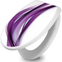 Banjado Toilettendeckel Mit Absenkautomatik WC-Sitz Soft Close Weiß Hygienischer Duroplast Leichte Montage Mit Motiv Violet Element