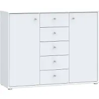 Forte Tempra 2 Kommode mit 2 Türen und 5 Schubladen, Holzwerkstoff, weiß, Bx H x