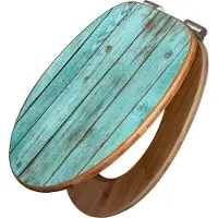 Banjado Design WC Sitz Bambus Absenkautomatik -Blaues Holz - Toilettendeckel mit Absenkautomatik Holz/hochwertiger Bambus Klodeckel/WC-Sitz für alle gängigen Toiletten [TDB2 12205]