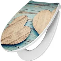 Banjado WC Sitz mit Absenkautomatik D Form Motiv Holz Herzen [TDW3 12981]