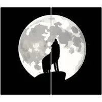 Banjado Herdabdeckplatte Glas 2 Teilig Je 30x52CM Schneidebrett Herdabdeckung Mit Motiv Heulender Wolf Sw