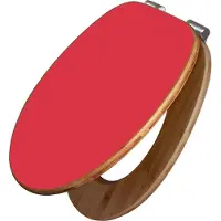 Banjado Design WC Sitz Bambus Absenkautomatik -Feuerrot - Toilettendeckel mit Absenkautomatik Holz/hochwertiger Bambus Klodeckel/WC-Sitz für alle gängigen Toiletten [TDB2-0012]