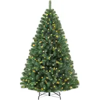 XTEILC Künstlicher Weihnachtsbaum Tannenbaum mit beleuchtung,180cm,46 Zweige,900 Spitzen und 180 Warm-Weißen LED,schwer entflammbar,leicht montierbar