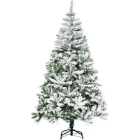 Xkiss Künstlicher Weihnachtsbaum, Schnee-Effekt, flammenhemmend, Scharnierkonstruktion, Grün/Weiß
